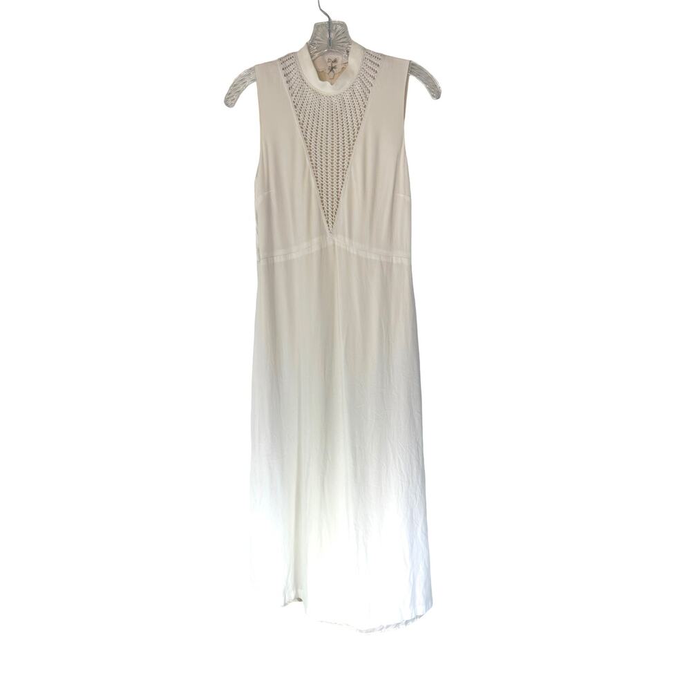 A.L.C. White Knit Crotchet Relaxed Night Out‎ Front Sleeveless Maxi Dress Size 2